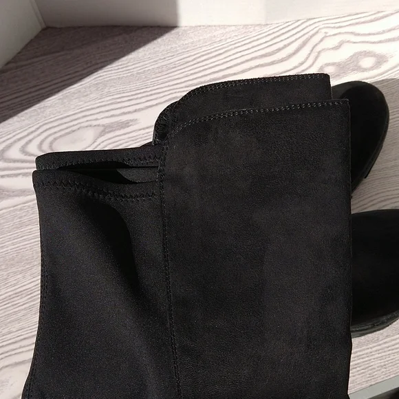 Unisa Black Tall Knee Faux Suede Boots Slip-On Elastic Stretch Back Sz 8M - Picture 9 of 16